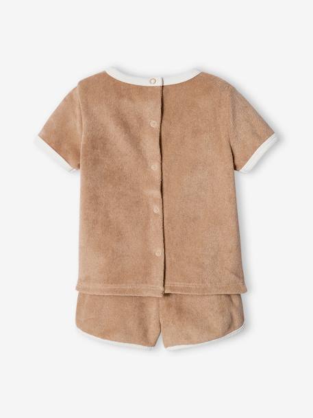 Ensemble bébé tee-shirt + short en éponge bleu grisé+rayé bleu+taupe 22 - vertbaudet enfant 