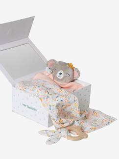 Jouet-Coffret cadeau 3 pièces : lange + doudou personnalisable + hochet