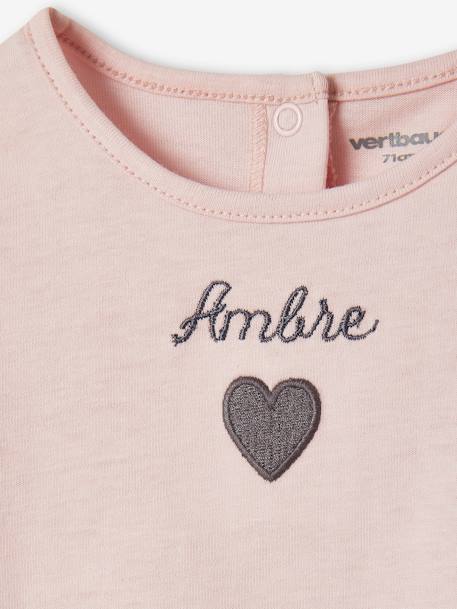 T-shirt bébé personnalisable manches longues écru+rose pâle 8 - vertbaudet enfant 