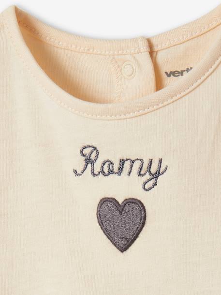 T-shirt bébé personnalisable manches longues écru+rose pâle 2 - vertbaudet enfant 