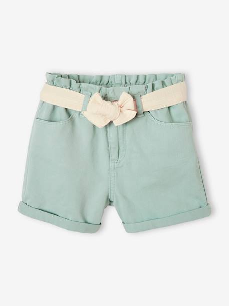 Short style paperbag fille et sa ceinture en gaze de coton rose poudré+sable+vert d'eau 13 - vertbaudet enfant 