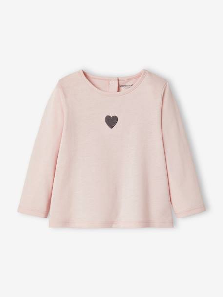 T-shirt bébé personnalisable manches longues écru+rose pâle 7 - vertbaudet enfant 