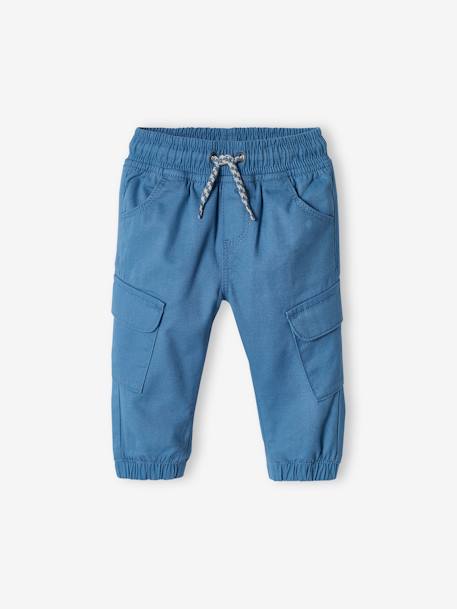 Pantalon battle bébé bleu jean+kaki 1 - vertbaudet enfant 