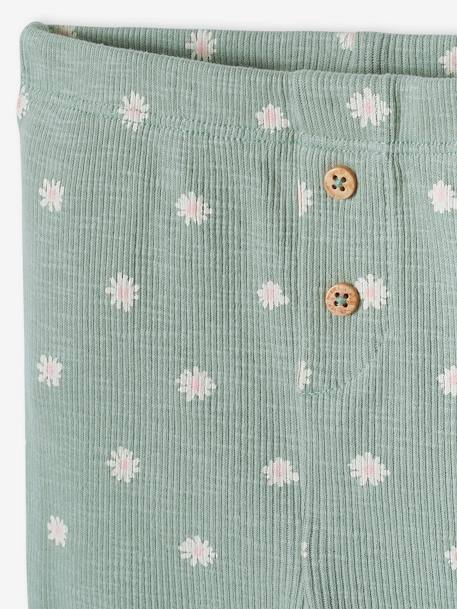 Legging bébé fille en maille côtelée vanille+vert sauge 6 - vertbaudet enfant 