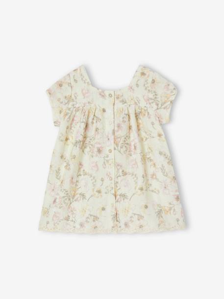 Robe fleurie bébé manches courtes écru 2 - vertbaudet enfant 