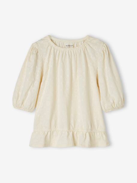 T-shirt blouse brodé fleurs fille écru 4 - vertbaudet enfant 