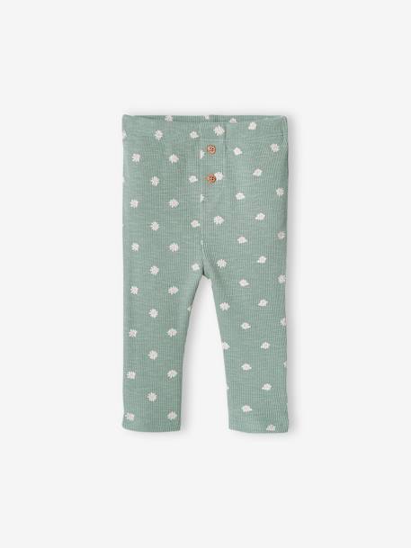 Legging bébé fille en maille côtelée vanille+vert sauge 4 - vertbaudet enfant 