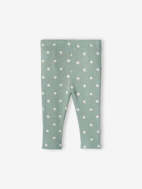 Legging bébé fille en maille côtelée vanille+vert sauge 5 - vertbaudet enfant 