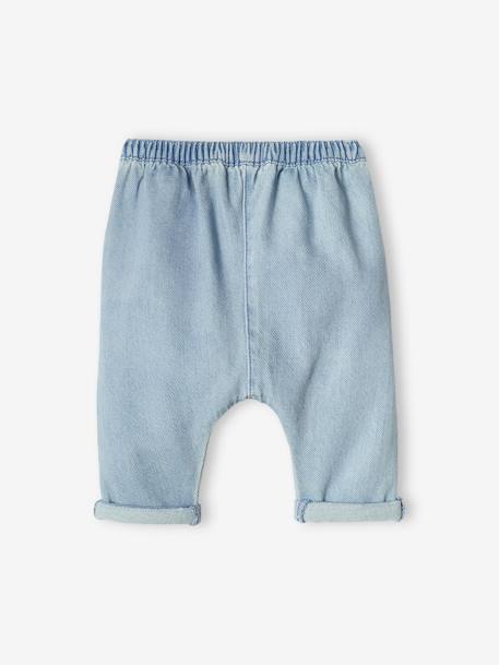 Sarouel brodé bébé en denim cappuccino+denim bleached 6 - vertbaudet enfant 