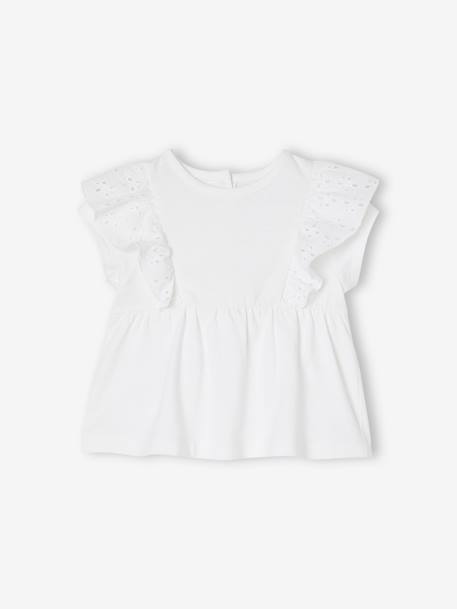 T-shirt bébé volant en broderie anglaise blanc+caramel 1 - vertbaudet enfant 