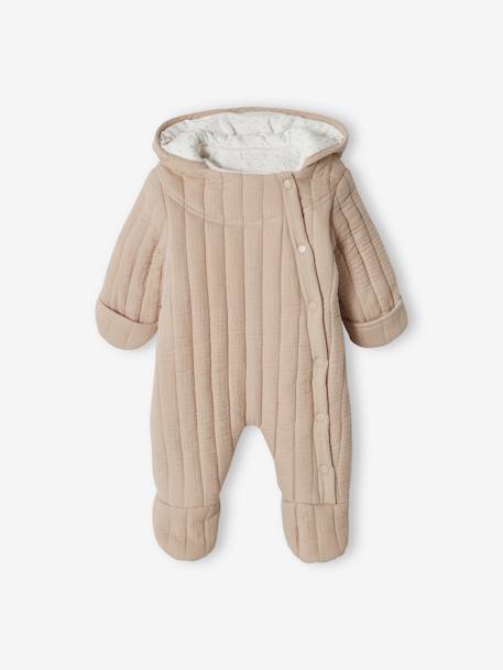 Combipilote en gaze de coton bébé ouverture décalée beige 2 - vertbaudet enfant 