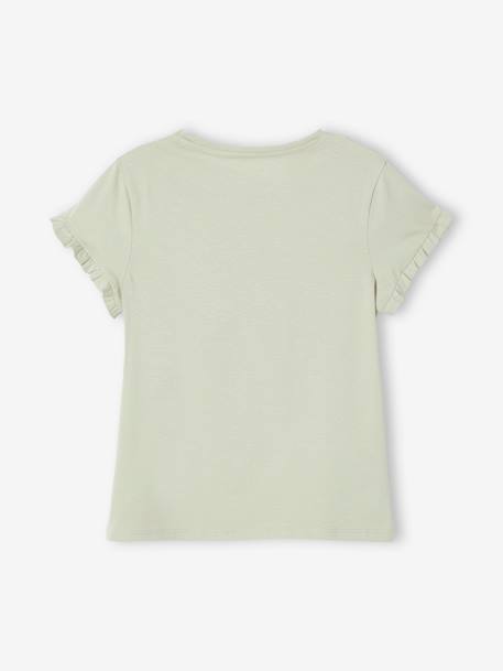 Tee-shirt égérie fille manches courtes volantées écru+ivoire+rose pâle+vert d'eau 17 - vertbaudet enfant 