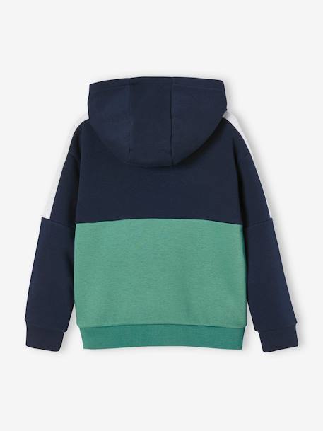 Sweat zippé à capuche effet colorblock sport garçon bleu roi+gris chiné+vert 8 - vertbaudet enfant 