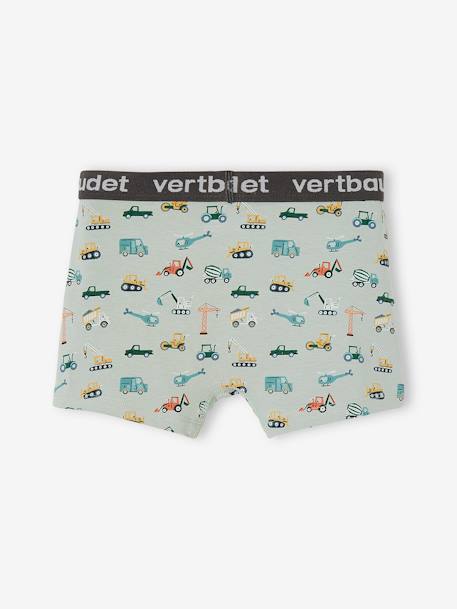 Lot de 3 boxers stretch 'tractopelle' garçon vert sauge 5 - vertbaudet enfant 