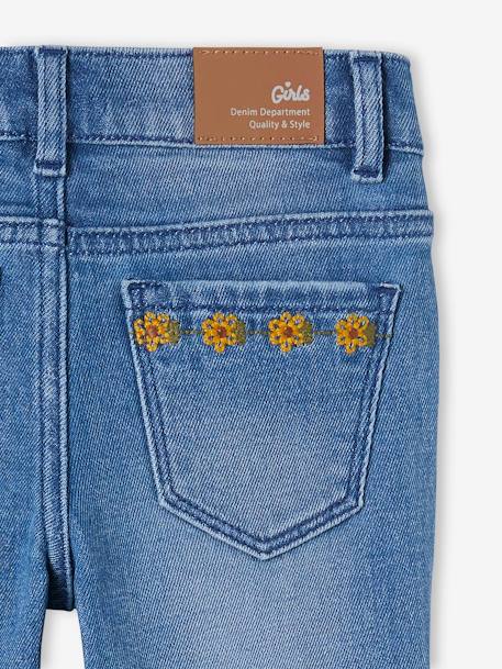 Pantacourt denim brodé fleurs fille stone 6 - vertbaudet enfant 