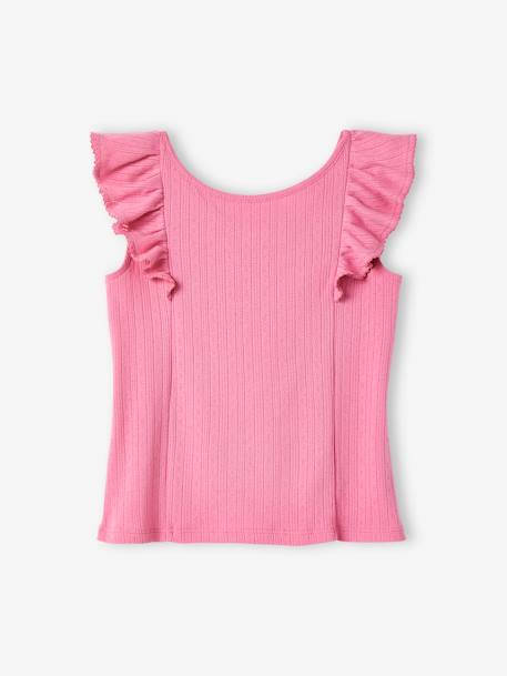 Fille-T-shirt, sous-pull-Débardeur volanté en maille pointelle fille