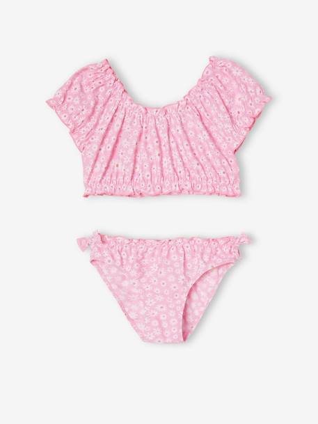 Maillot de bain 2 pièces marguerites fille rose 1 - vertbaudet enfant 