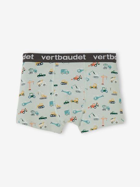 Lot de 3 boxers stretch 'tractopelle' garçon vert sauge 2 - vertbaudet enfant 