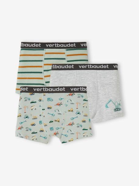 Lot de 3 boxers stretch "tractopelle" garçon  - vertbaudet enfant