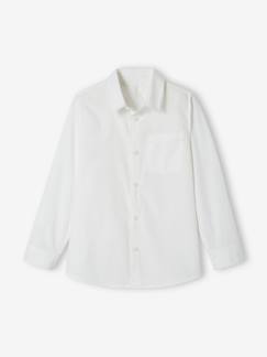 -Chemise blanche en popeline manches longues garçon