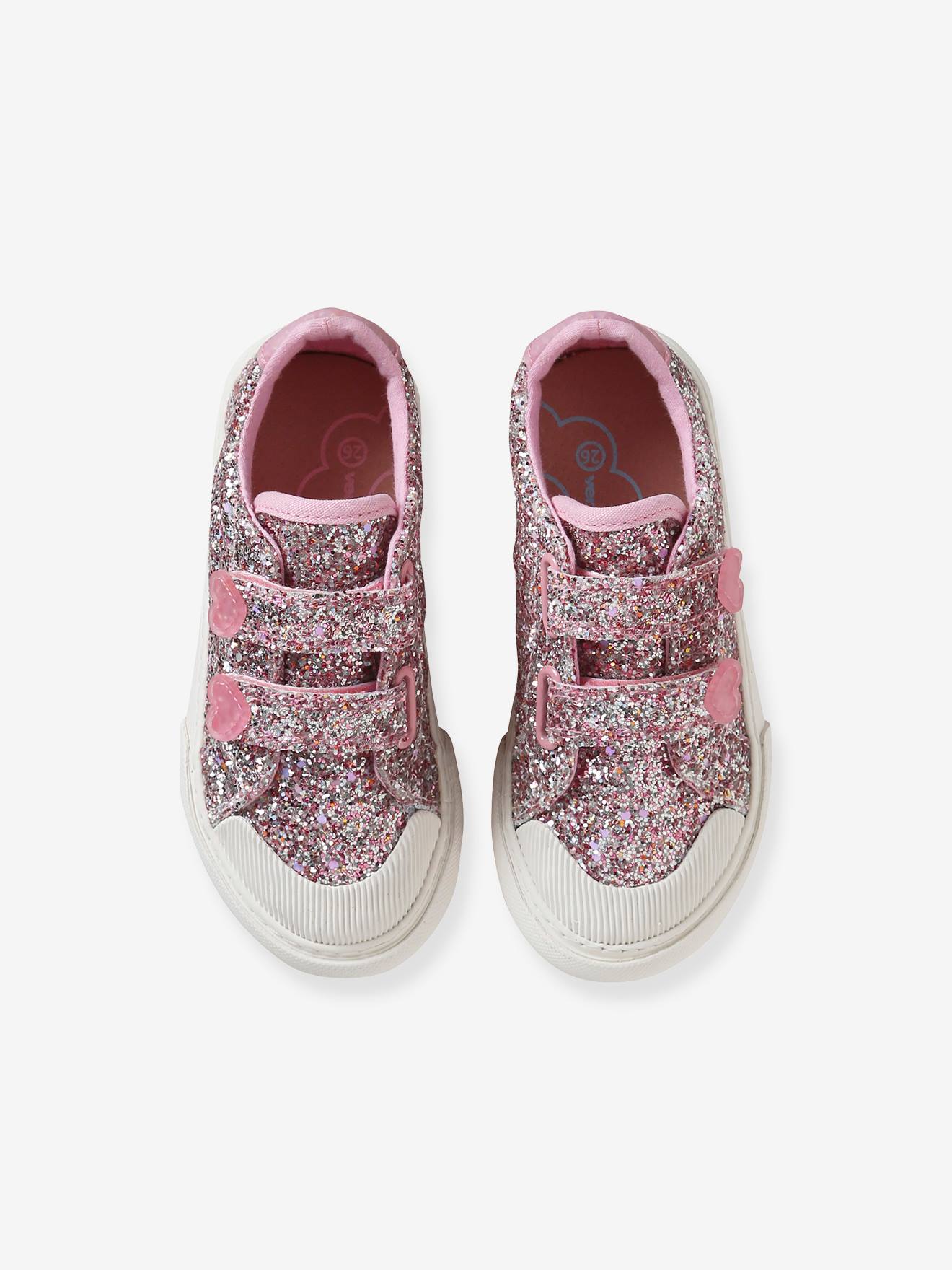VERTBAUDET Baskets Toile Scratch Bébé Fille Rose | Taille 23 | Confort & Antidérapant | Fermeture Facile