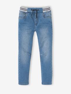 -Jean garçon droit facile à enfiler denim effet molleton 