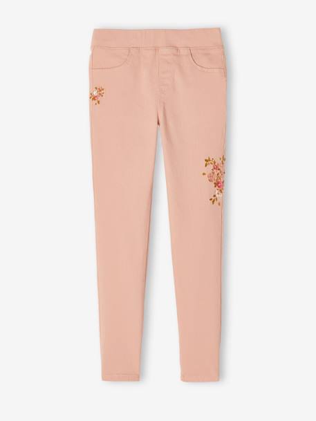 Tregging brodé MorphologiK Medium Fille rose poudré 1 - vertbaudet enfant 