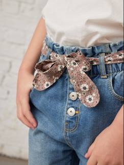 -Jean style paperbag et sa ceinture fleurie fille