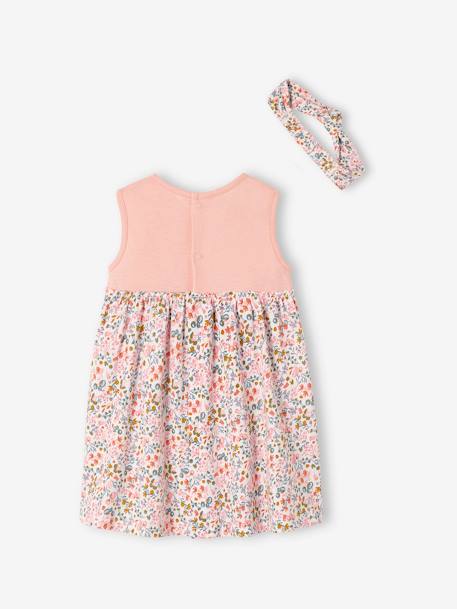 Robe bébé naissance et bandeau assorti beige+rose poudré+tilleul imprimé 9 - vertbaudet enfant 