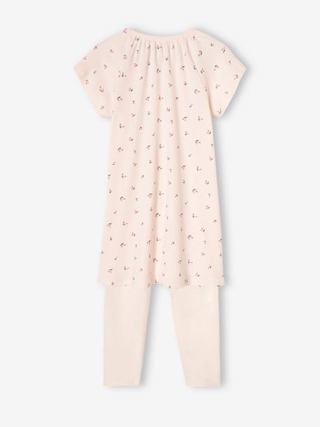 Chemise de nuit en maille côtelée 'cerises' + legging uni fille rose nude 5 - vertbaudet enfant 