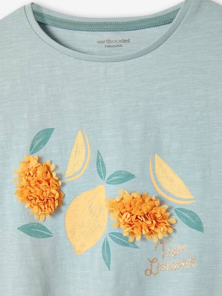 T-shirt fille animation relief et détails irisés fille abricot+bleu ciel+écru+encre+rayé marine+vert amande 6 - vertbaudet enfant 