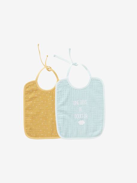 Lot de 2 bavoirs bébé en gaze de coton lot bleu 1 - vertbaudet enfant 