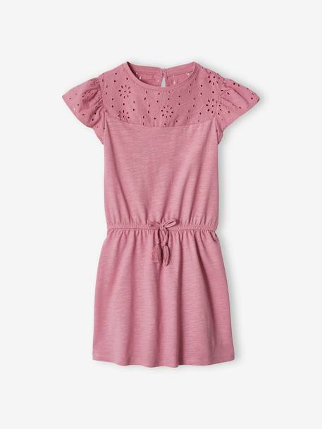 Robe fille détails en broderie anglaise blush foncé+mauve+rose pâle+vert d'eau 4 - vertbaudet enfant 