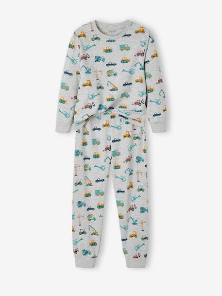 Lot pyjama + pyjashort 'chantier' garçon gris chiné 3 - vertbaudet enfant 