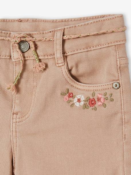 Bermuda brodé fleurs fille rose poudré 3 - vertbaudet enfant 