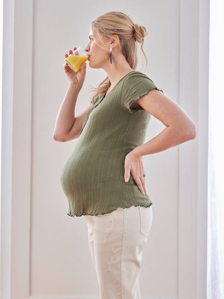 T-shirt maille pointelle grossesse et allaitement olive 5 - vertbaudet enfant 