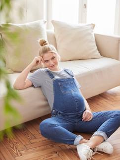 Vêtements de grossesse-Allaitement-Salopette en jean coupe mom grossesse et allaitement