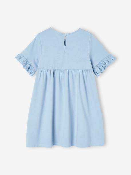 Robe manches courtes en broderie anglaise fille bleu grisé+pêche 2 - vertbaudet enfant 