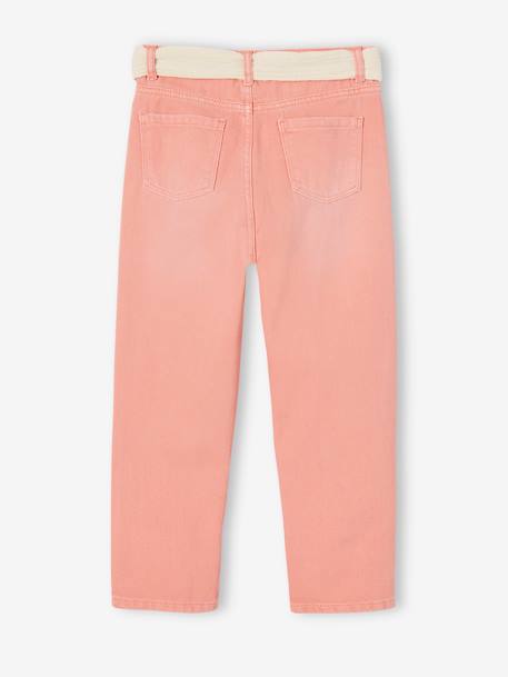 Pantalon Mom et sa ceinture en gaze de coton fille moutarde+pêche+rose 13 - vertbaudet enfant 