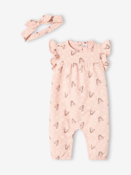 Ensemble fille 2 pièces Disney® Bambi combinaison + bandeau vieux rose 1 - vertbaudet enfant 