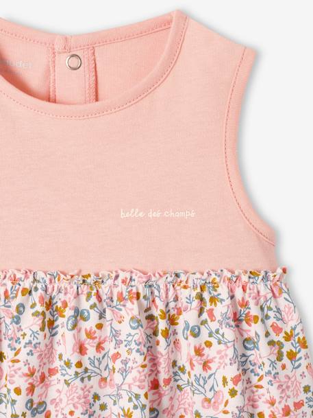 Robe bébé naissance et bandeau assorti beige+rose poudré+tilleul imprimé 10 - vertbaudet enfant 