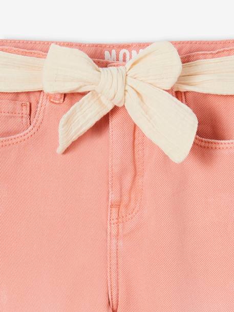 Pantalon Mom et sa ceinture en gaze de coton fille moutarde+pêche+rose 14 - vertbaudet enfant 