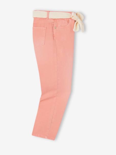 Pantalon Mom et sa ceinture en gaze de coton fille moutarde+pêche+rose 12 - vertbaudet enfant 