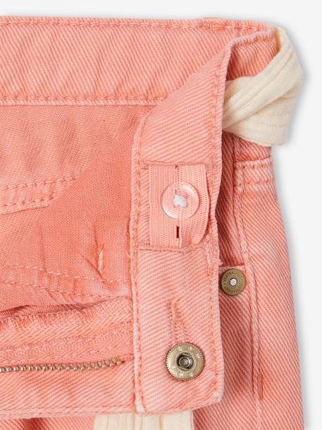 Pantalon Mom et sa ceinture en gaze de coton fille moutarde+pêche+rose 15 - vertbaudet enfant 