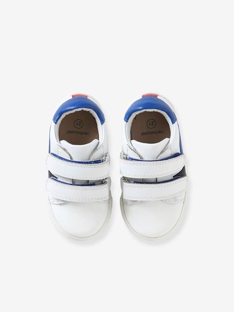 Baskets cuir scratchées bébé blanc+bleu 4 - vertbaudet enfant 