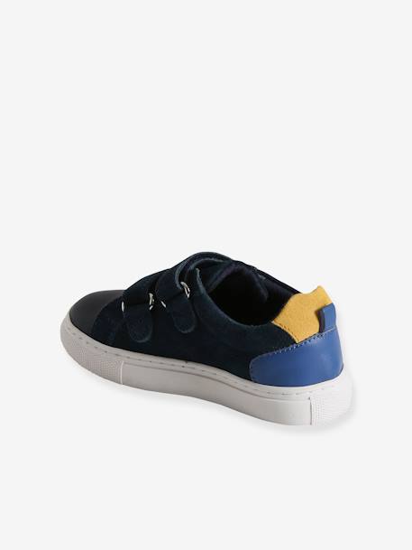 Baskets enfant cuir scratchs bleu jean+lot bleu+lot vert+marine 20 - vertbaudet enfant 