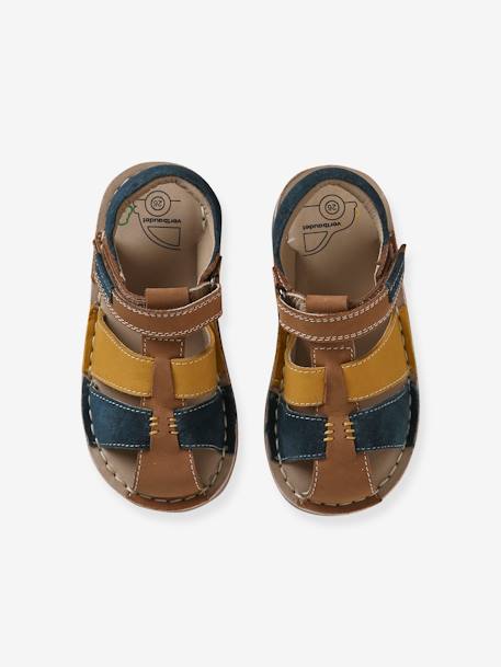 Sandales scratchées cuir enfant collection maternelle beige+lot bleu+marine 4 - vertbaudet enfant 