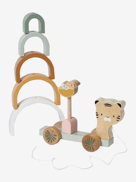 Jouet à empiler et à tirer tigre en bois FSC® vert 4 - vertbaudet enfant 