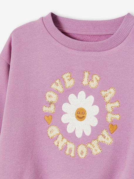 Sweat motif fleur fille animation en bouclettes mauve 5 - vertbaudet enfant 