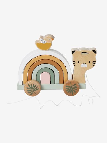 Jouet à empiler et à tirer tigre en bois FSC® vert 2 - vertbaudet enfant 